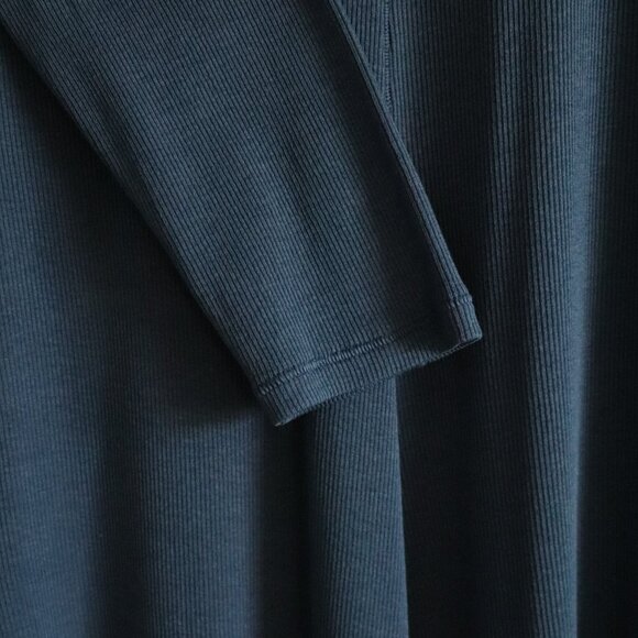 Kit & Ace Womens Blue Sz M Poise High Neck V-Back Ribbed Knit Fitted Midi Dress - Picture 9 of 14